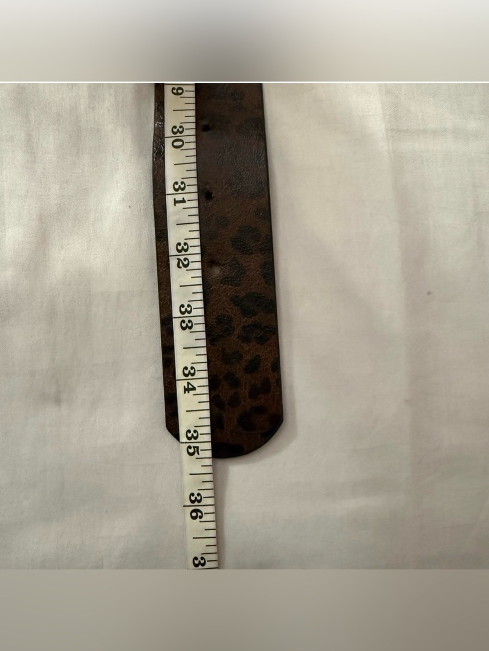 Deep brown leopard print PU leather elastic waistband gold double buckle belt - Picture 6 of 8